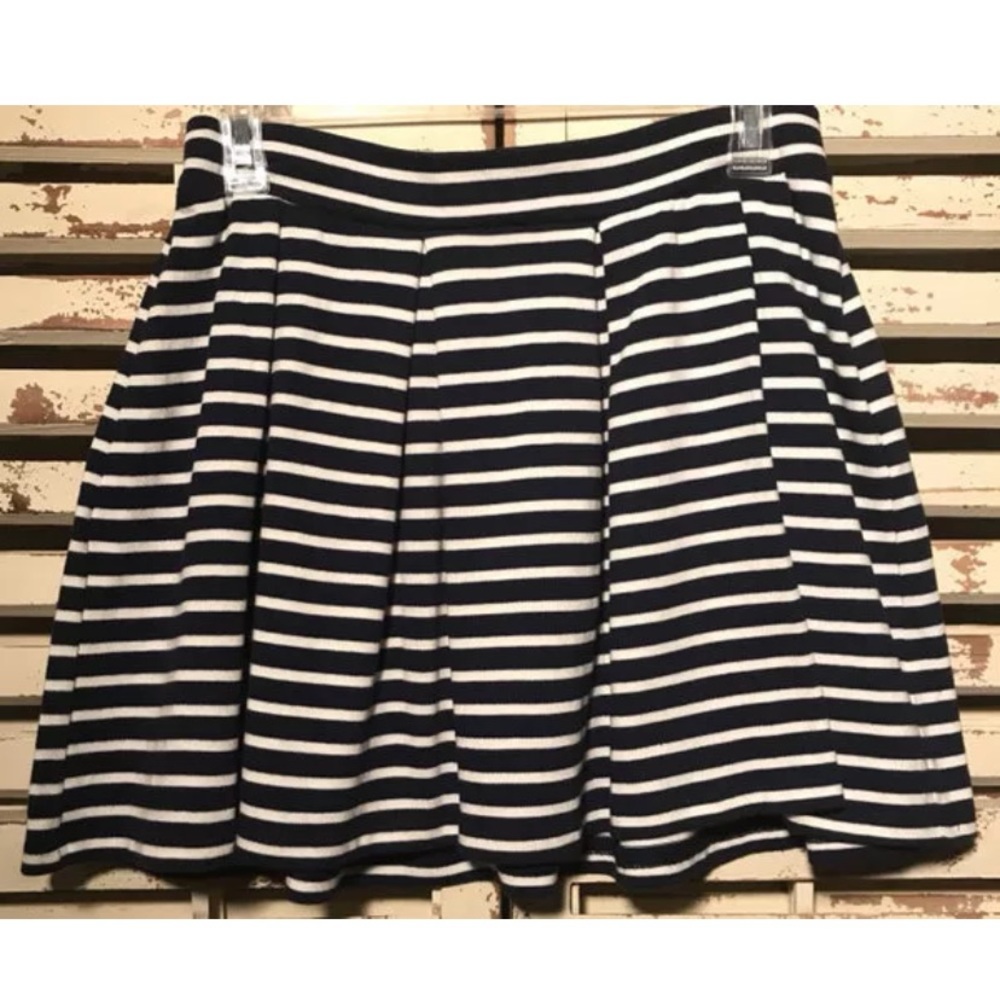 RED CAMEL~NAVY~STRIPED~PLEATED~ SKIRT~ELASTICIZED